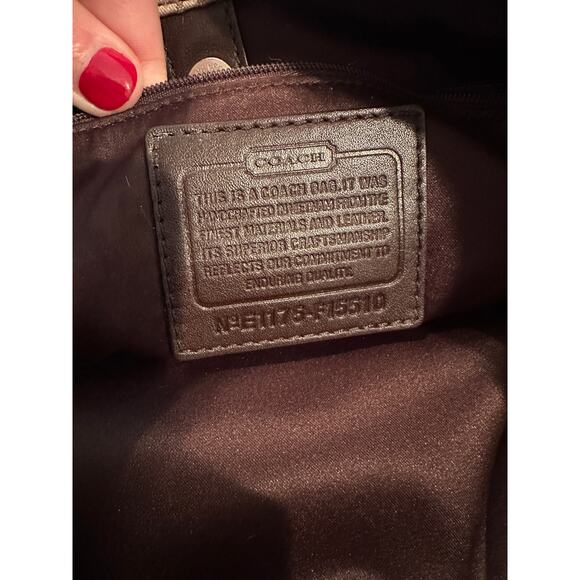 COACH Ashley Signature Khaki Brown signature Patent Oversized Carryall Handbag - Picture 7 of 7